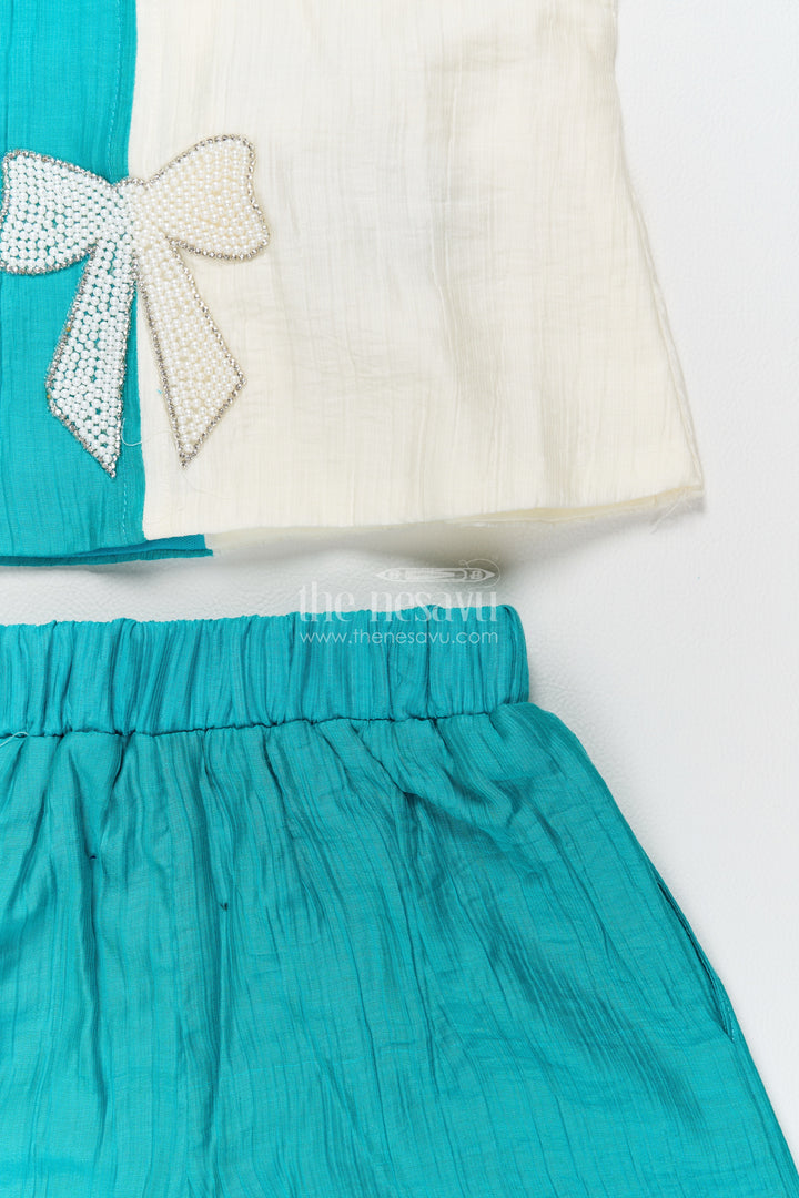 Two Piece Co Ord Set for Girls in Turquoise for Ceremony Dressing