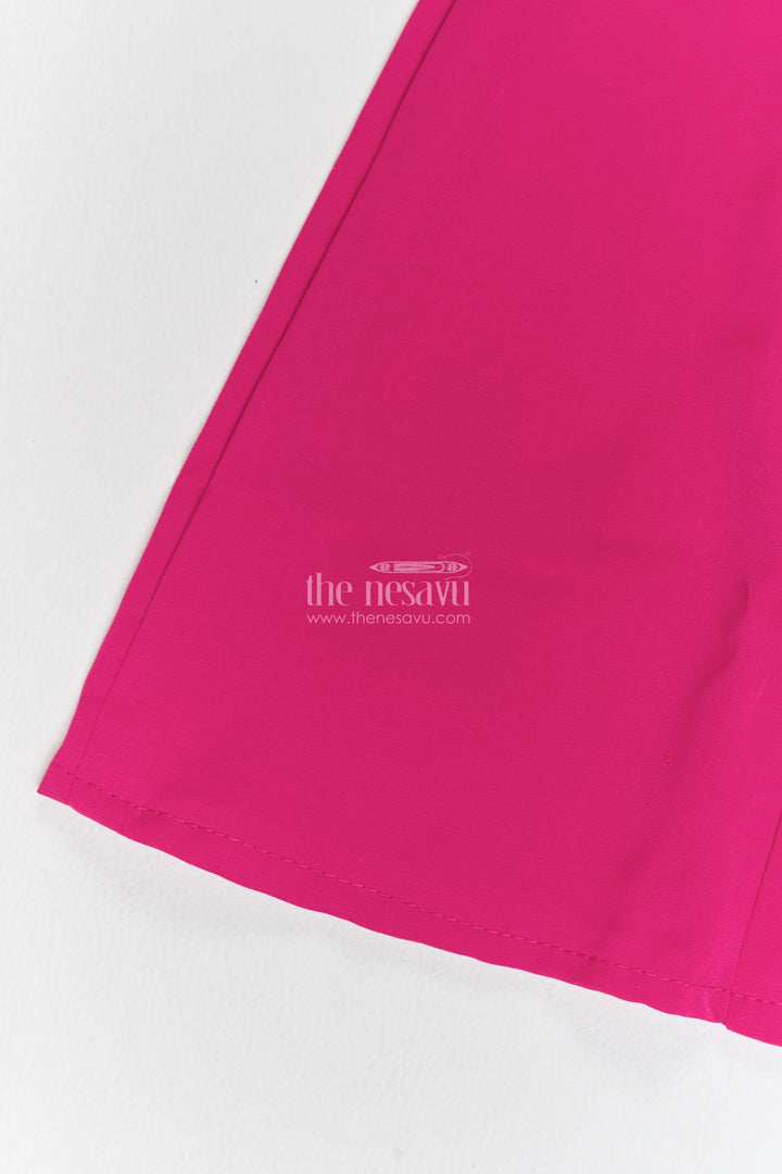 Girls Cotton Blend Co Ord Set in Fuchsia Pink with Colour Block Peplum