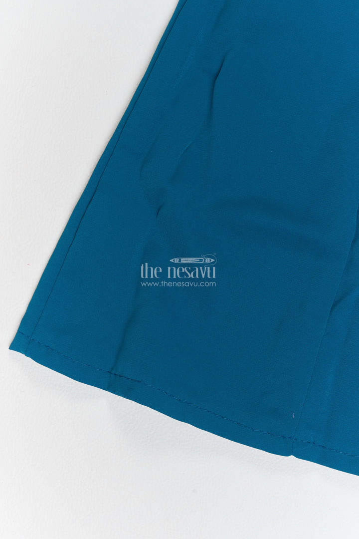 Girls Teal Blue Cotton Blend Two Tone Peplum Co Ord Set