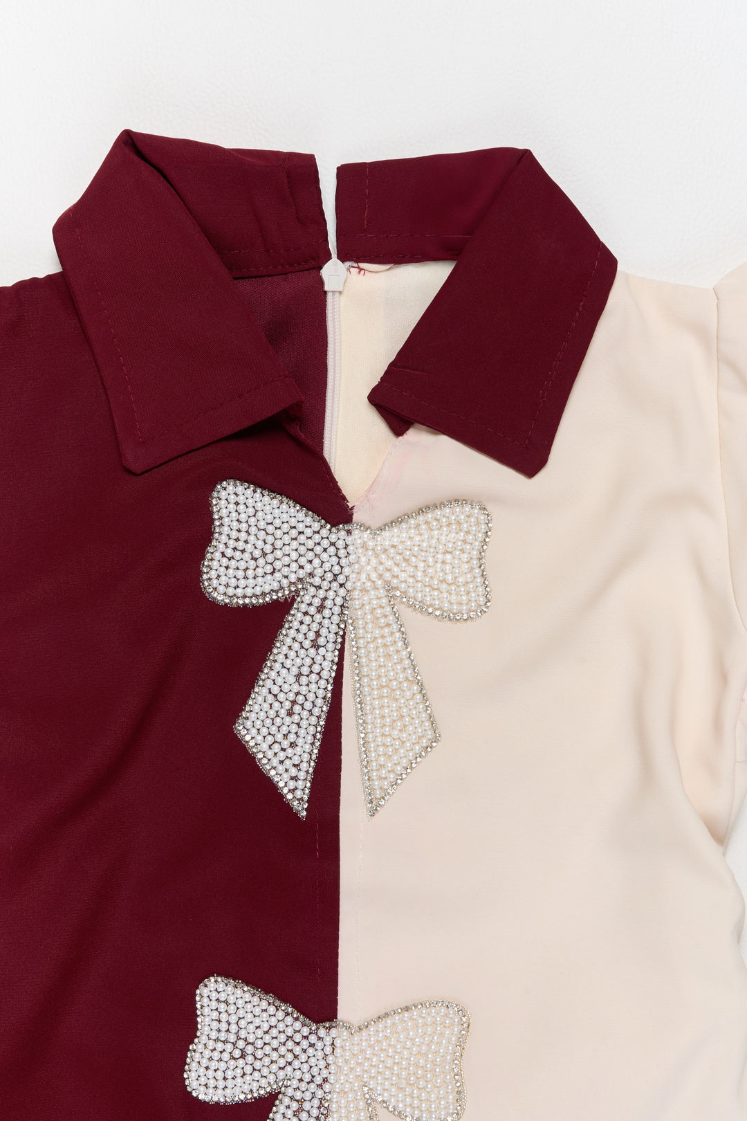 Girls Top and Pant Set in Maroon for Celebrations and Photos
