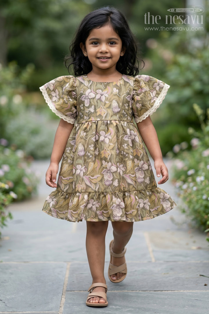 Cotton Frock Dress for Women with Floral Tissue Print and Puff Sleeves, Ideal for Festive Family Gatherings