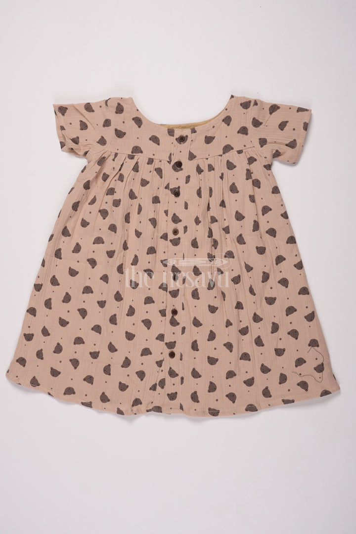 Girls Cotton Frock Ke Design with Polka Dot Print and Button-Down Detail