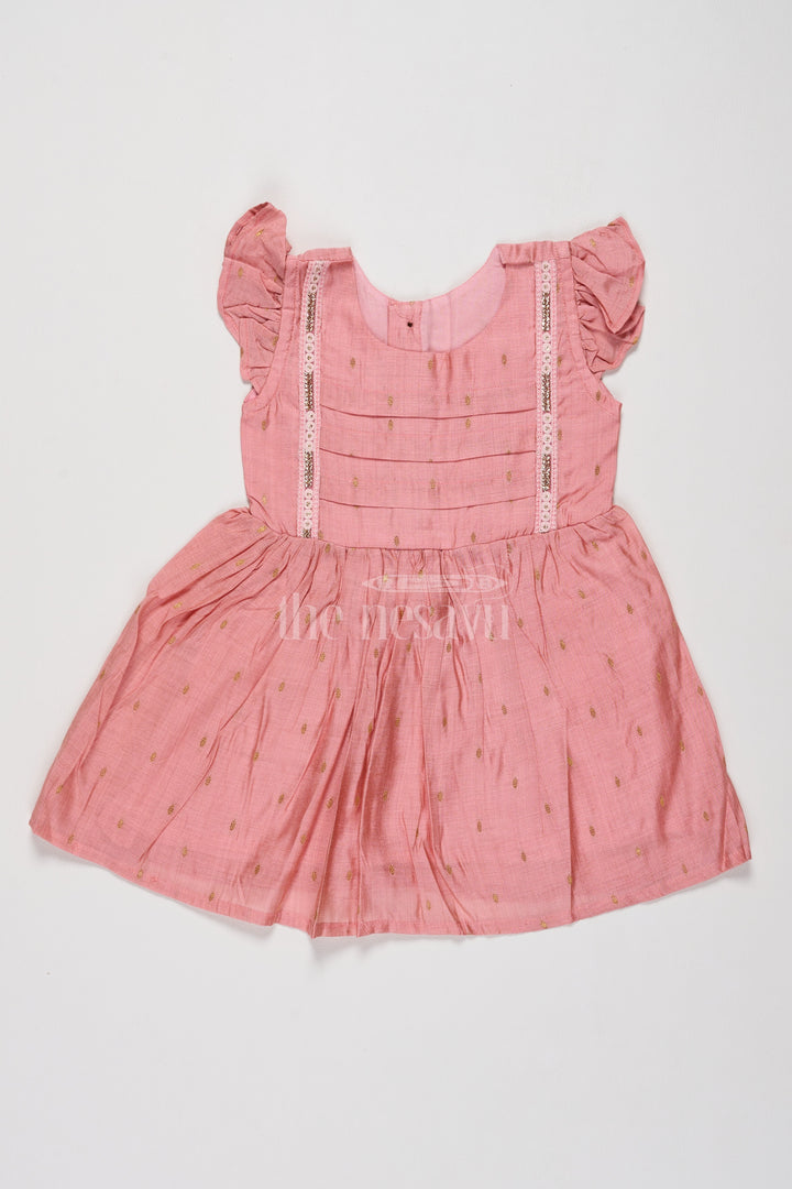 Charming Girls Sleeveless Cotton Frock in Rose Pink Chanderi