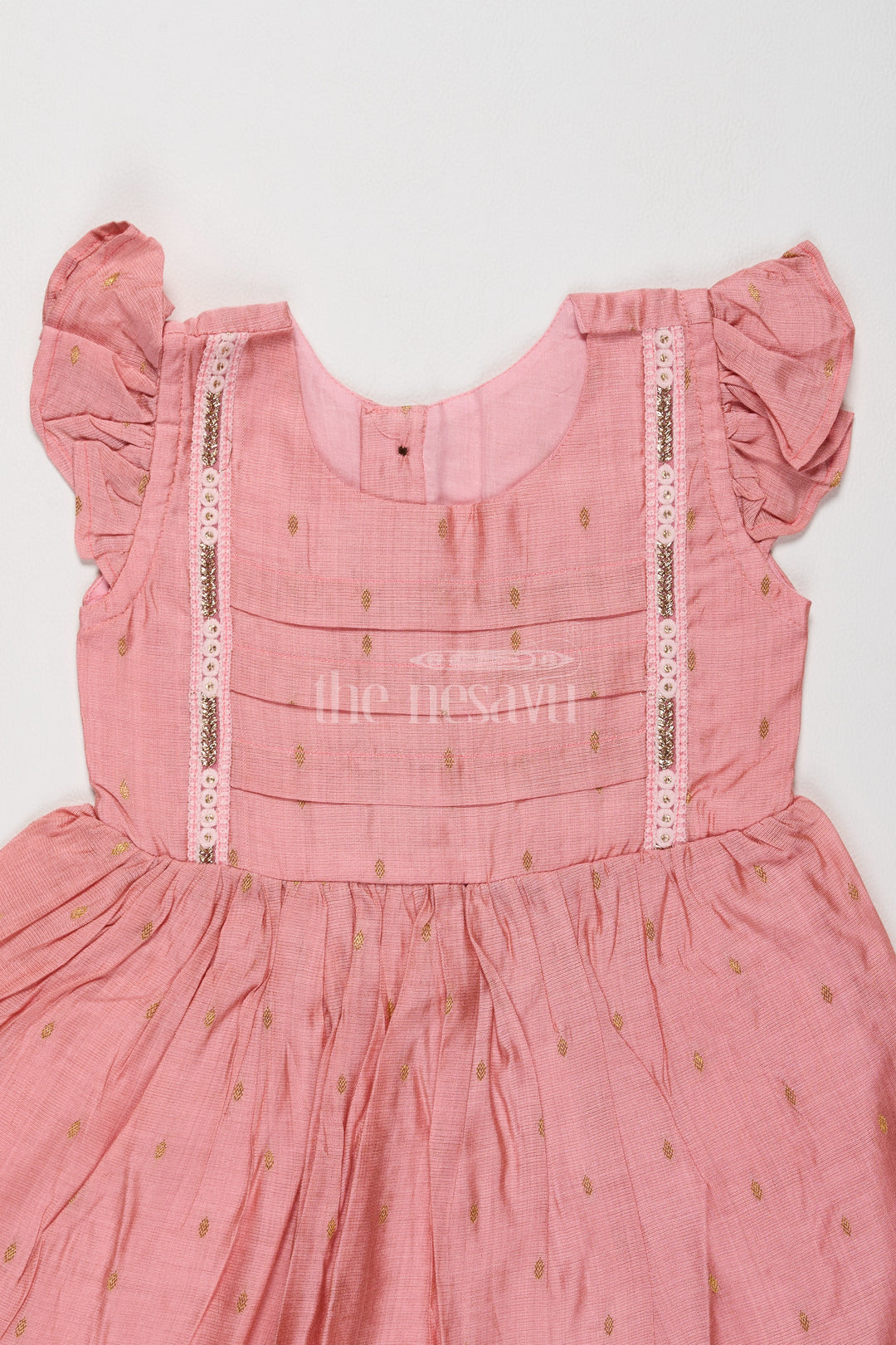 Charming Girls Sleeveless Cotton Frock in Rose Pink Chanderi