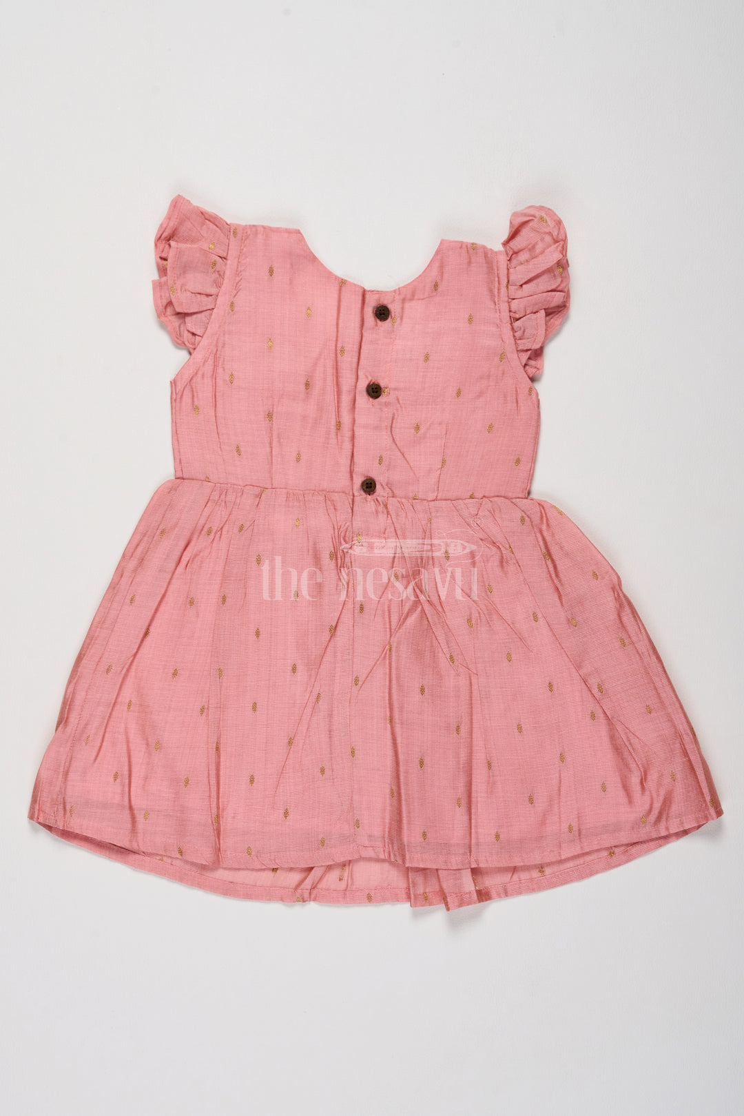 Charming Girls Sleeveless Cotton Frock in Rose Pink Chanderi