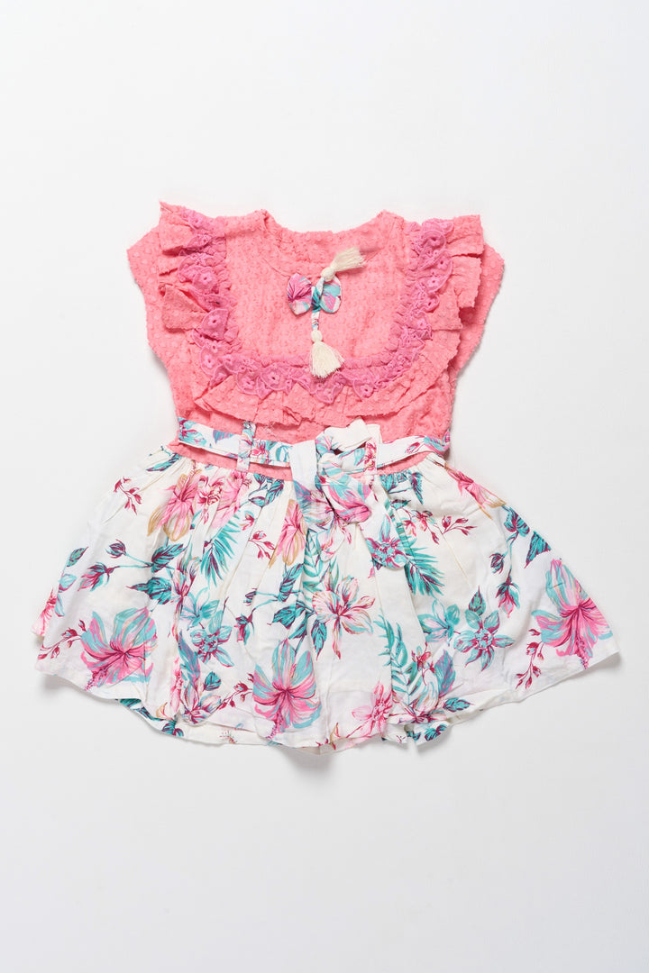 Trendy Girls Western Frock in Pink and Floral Print Cotton Fabric – Perfect for Stylish Outings