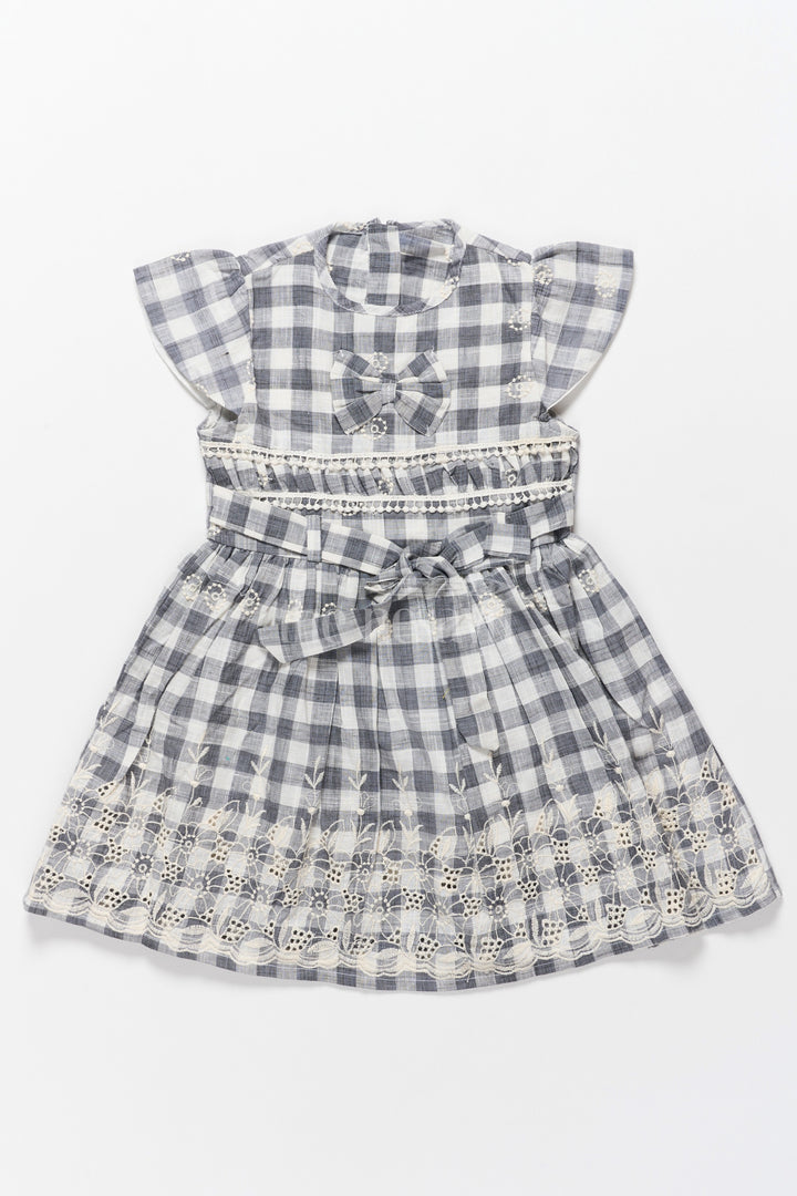 Elegant Girls Hakoba Cotton Frock with Classic Black and White Checkered Print – Cocktail and Party Frocks