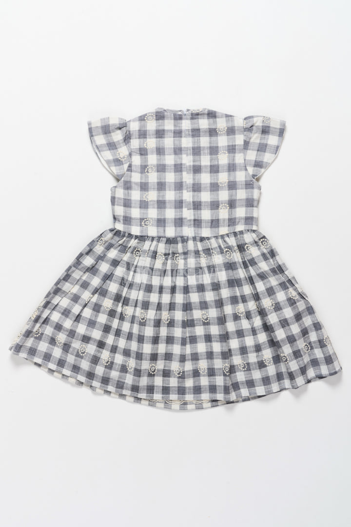 Elegant Girls Hakoba Cotton Frock with Classic Black and White Checkered Print – Cocktail and Party Frocks