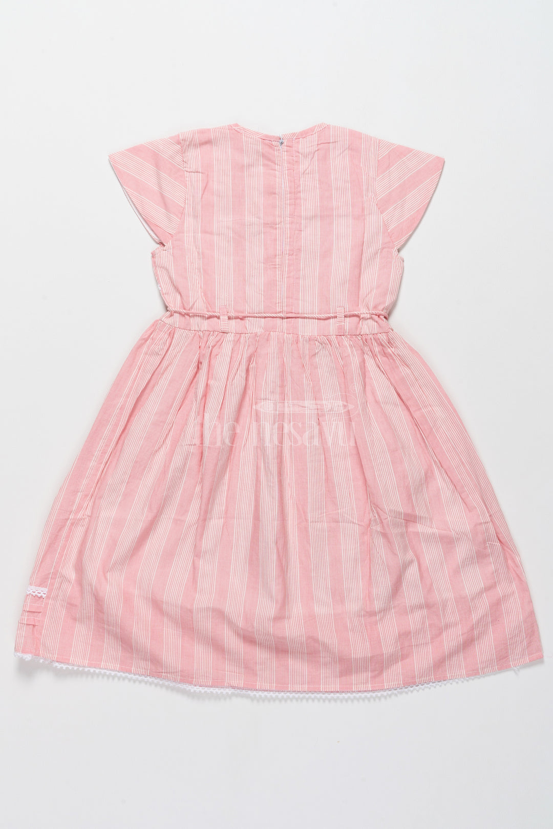 Elegant Pink Striped Cotton Frock for Girls with Lace Details Frock Design for Girls