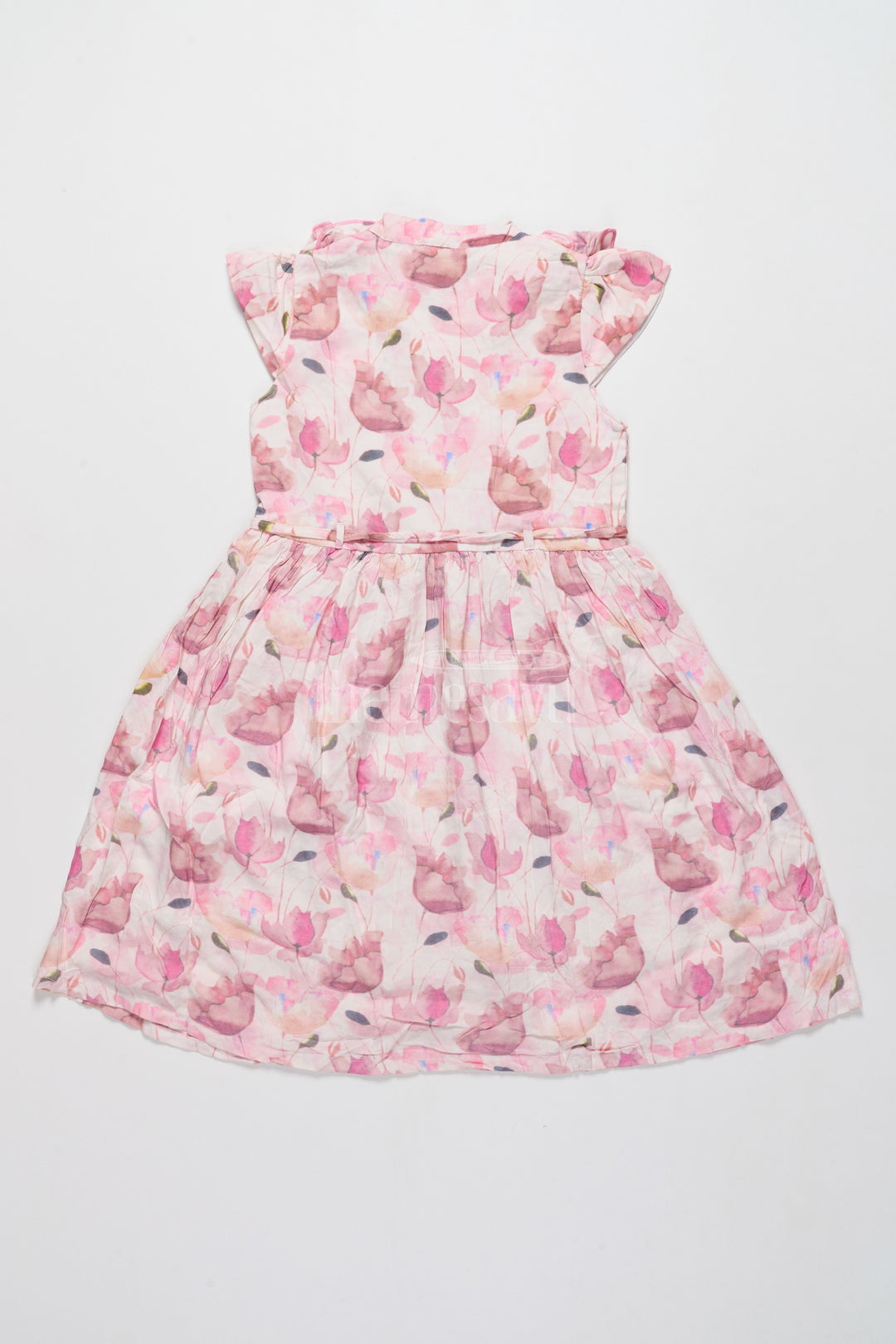 Delicate Floral Cotton Frock for Girls with Ruffle Sleeves Trendy Design for Frock