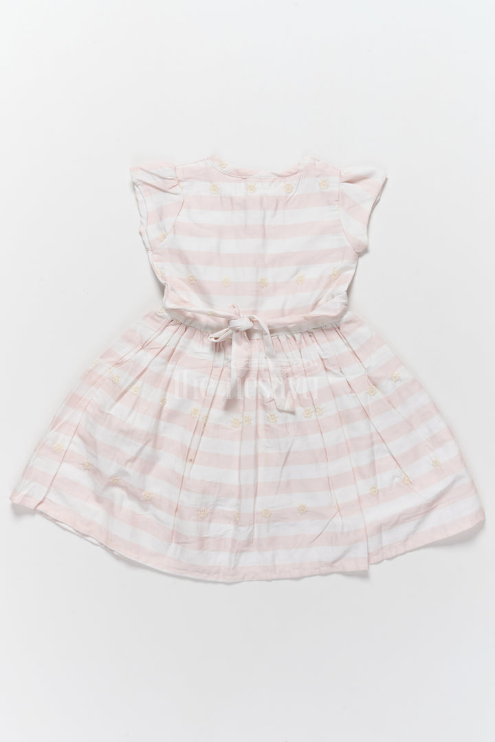 Charming Pink Striped Cotton Frock for Kids with Tassel and Bow Embellishments – Cotton Frock Kids