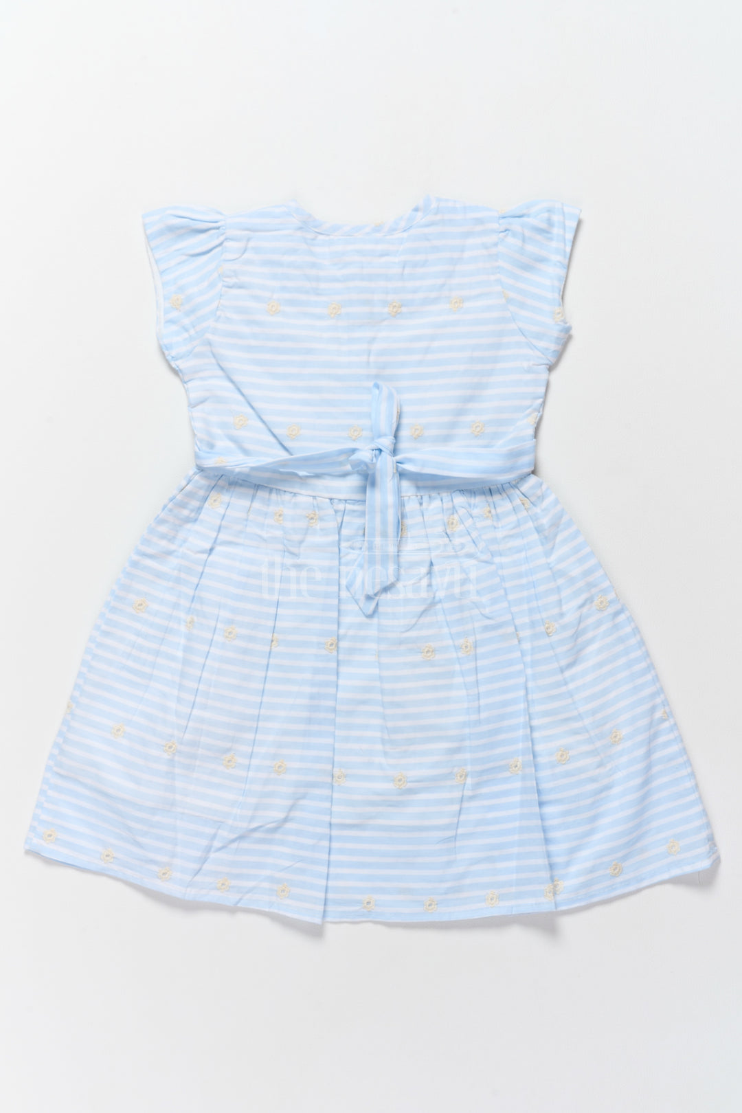 Cute Casual Frocks for Girls with Blue Stripes and Bow Detailing Comfortable and Stylish