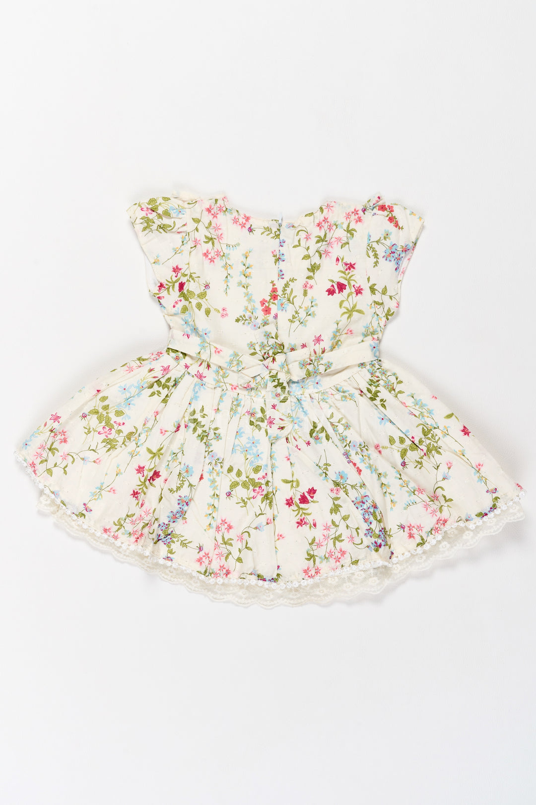 Graceful Floral Girls Frock with Delicate Lace Detailing – Perfect for Weddings and Parties