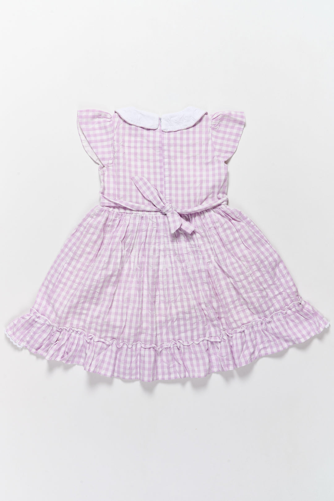 Charming Lavender Gingham Frock for Girls with Embroidered Bodice – Unique Designs for Frocks