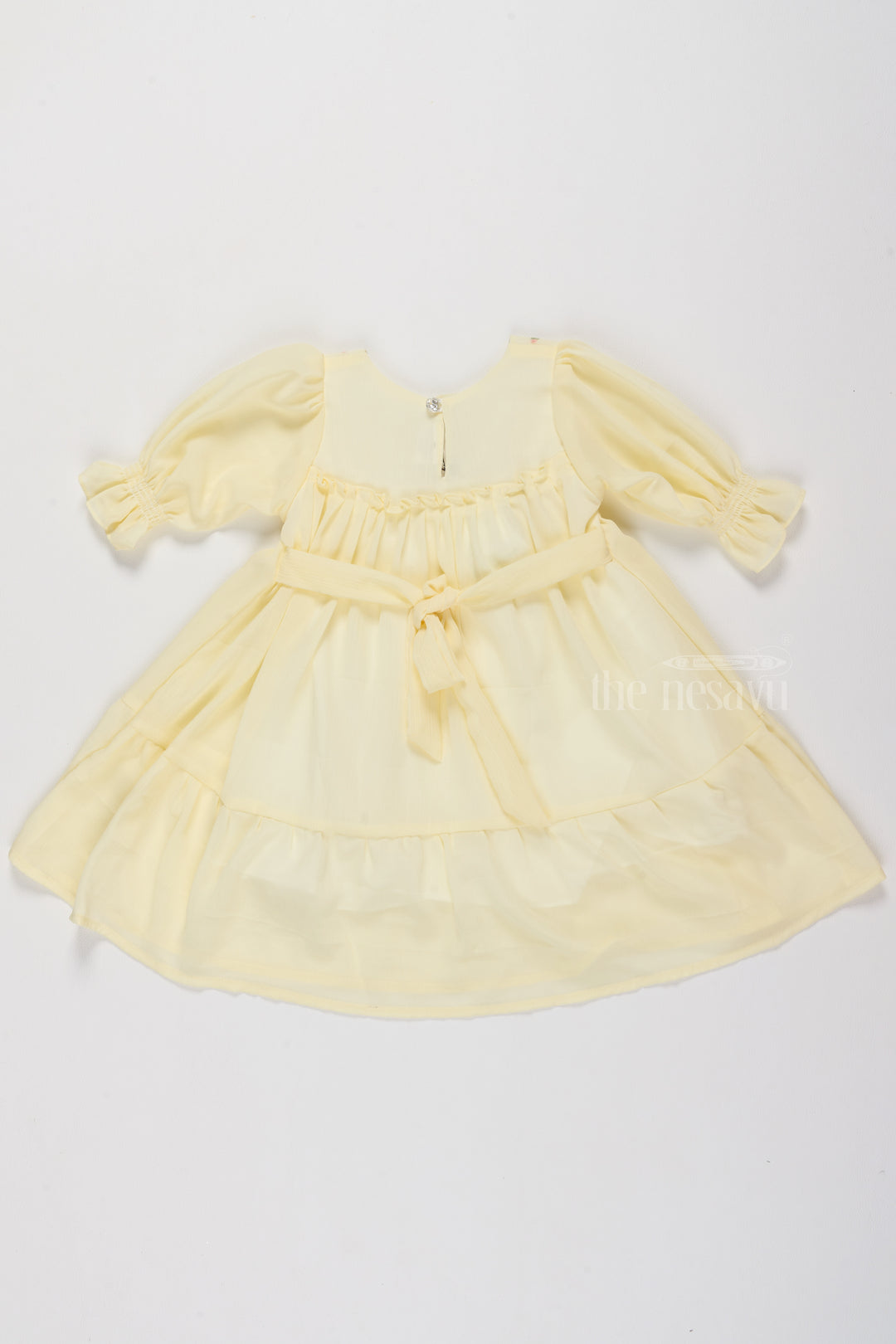 Fancy Casual Outfits for Girls in Soft Yellow with Floral Embroidery