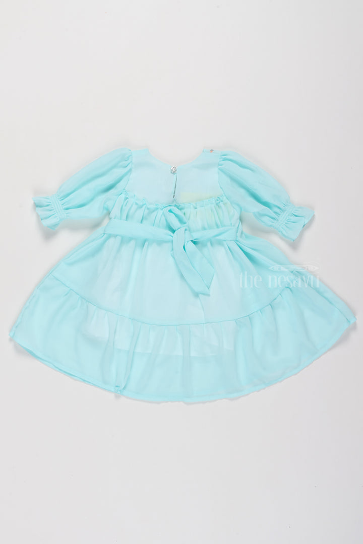 Fancy Birthday Outfits for Girls in Aqua Blue with Elegant Smocked Design