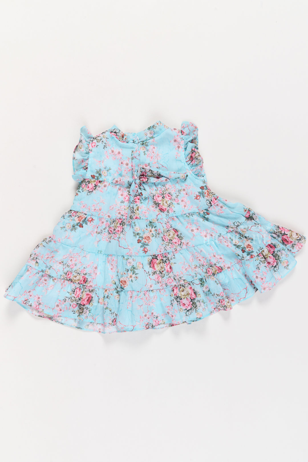 Party Wear Short Frock for Girls with Floral Patterns and Layered Skirt