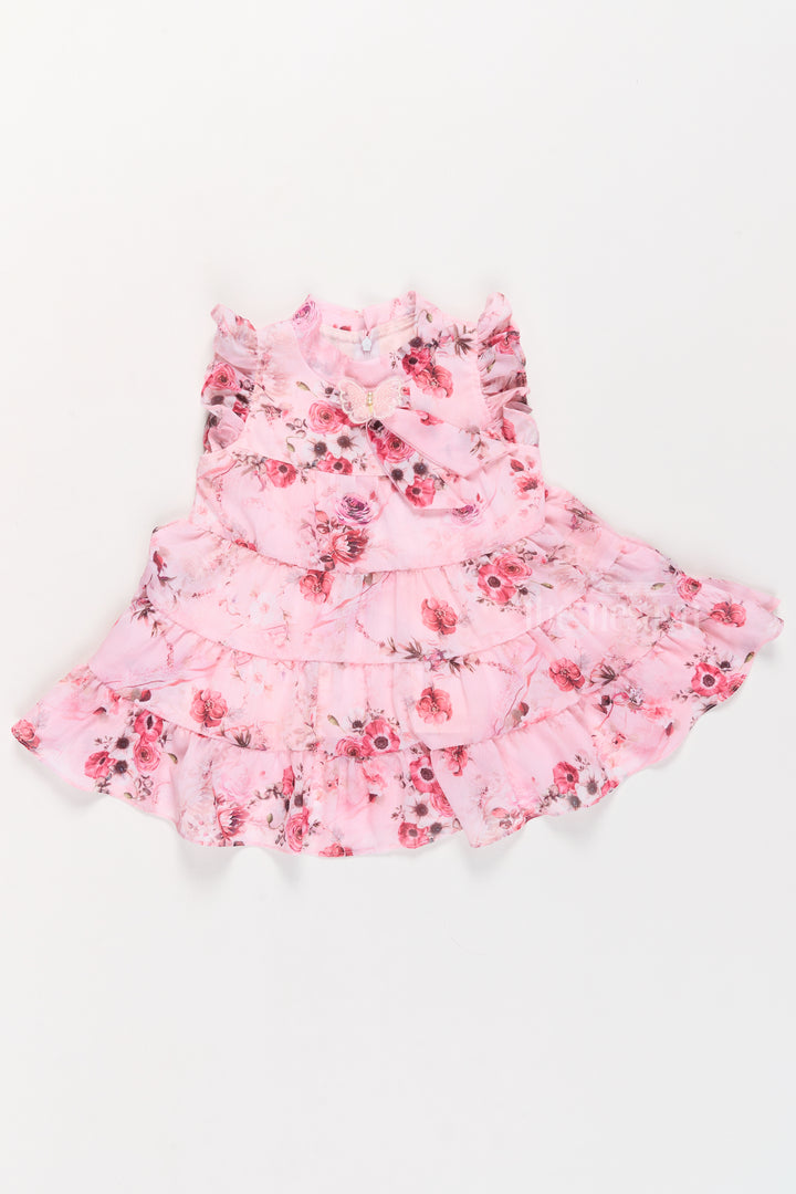 Dresses and Frocks for Girls with Pink Floral Patterns and Ruffled Design