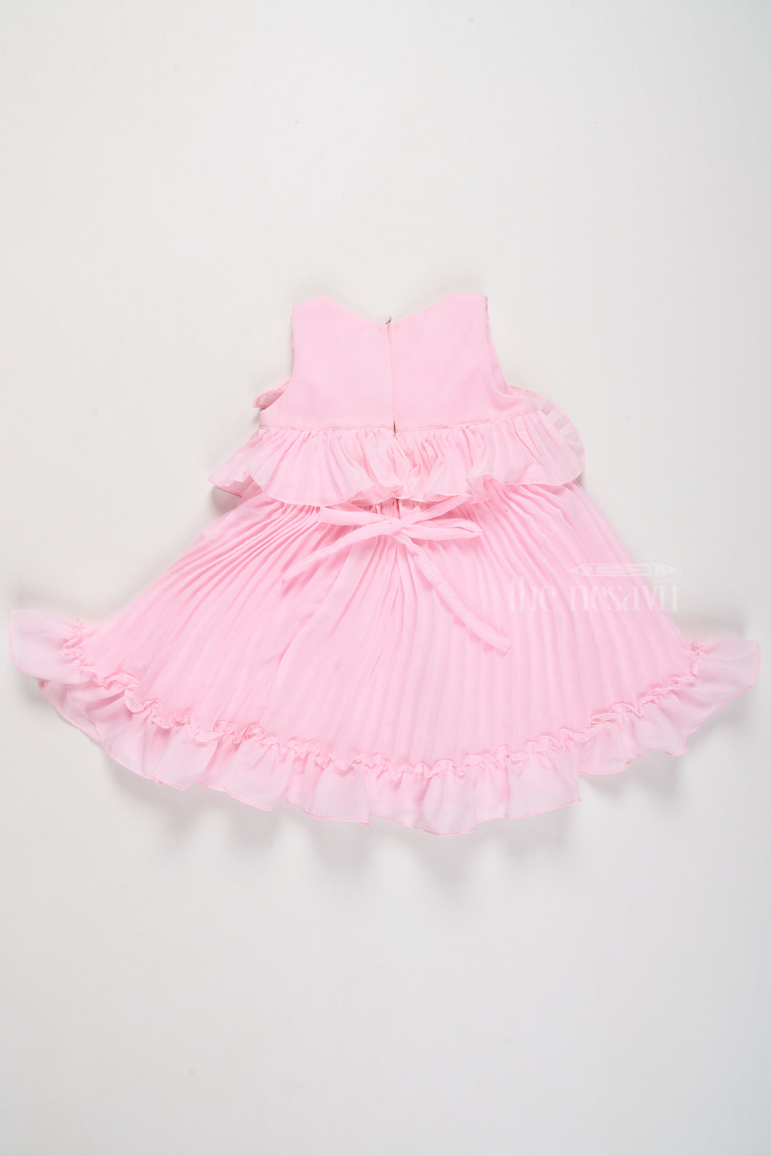 Mini Dress with Ruffle Accents and Elegant Pleated Layers for Girls