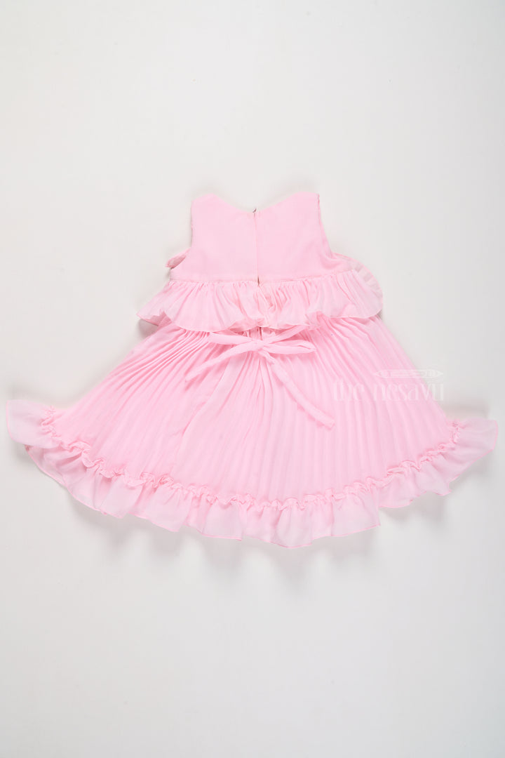 Mini Dress with Ruffle Accents and Elegant Pleated Layers for Girls