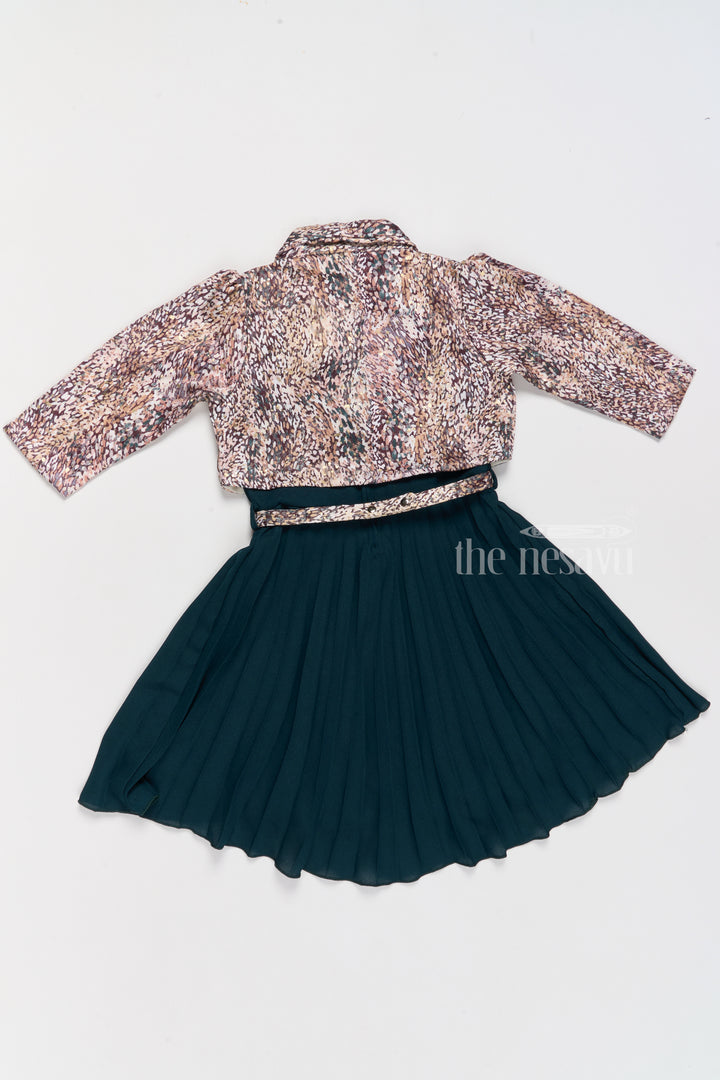 Elegant Girls Party Frock with Pleated Skirt and Stylish Jacket