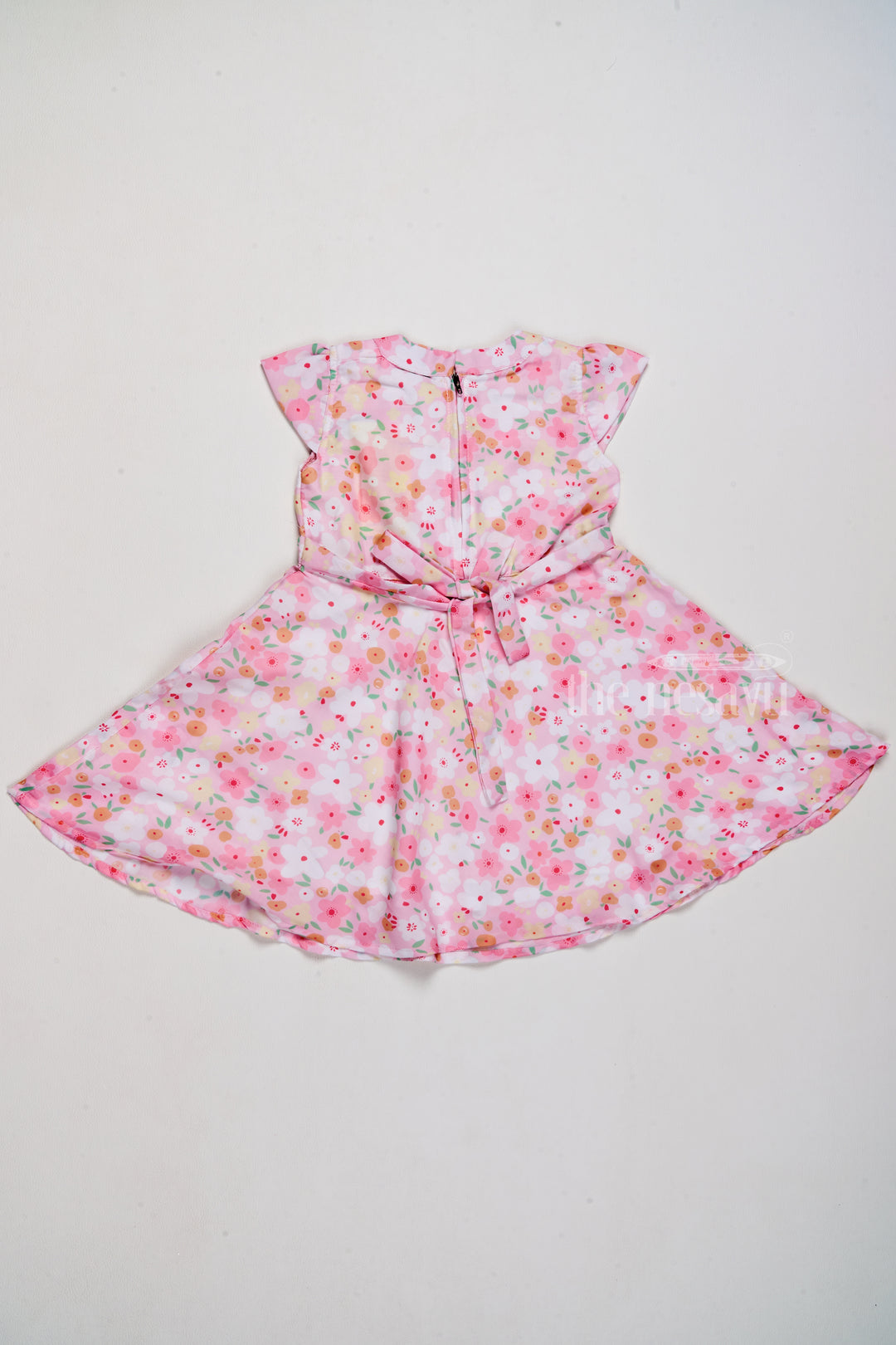 Girls Cotton Dress with Soft Floral Print and Adorable Bow