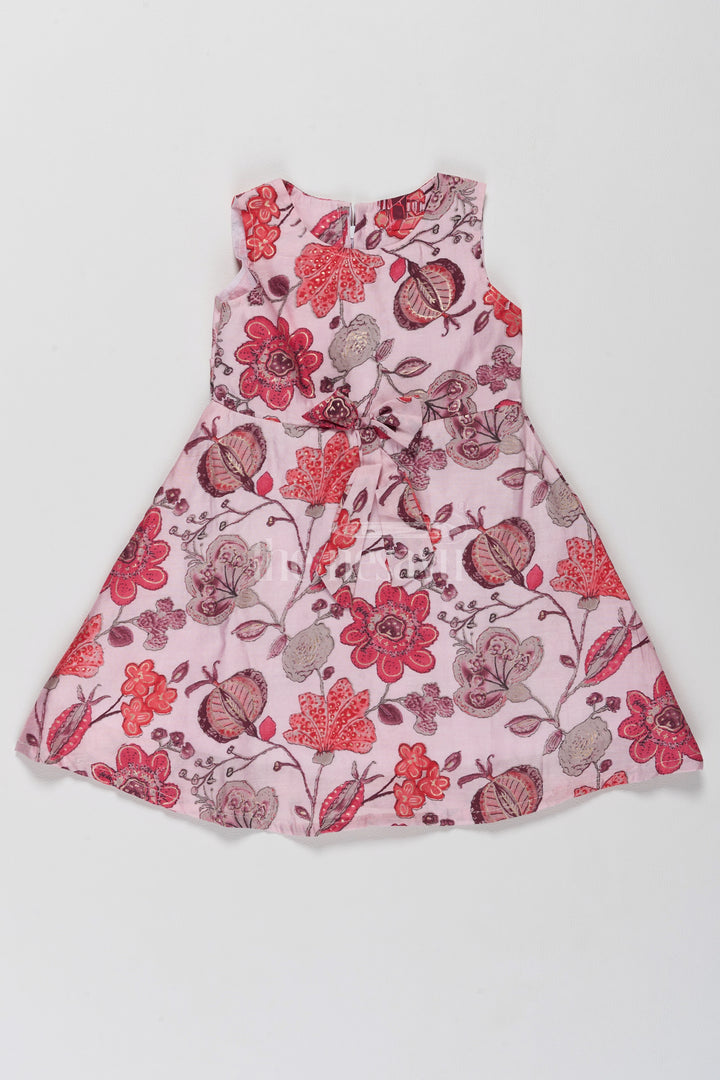 Cotton Frock Design with Bright Floral Accents for Girls