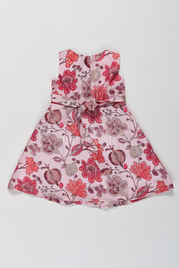 Cotton Frock Design with Bright Floral Accents for Girls