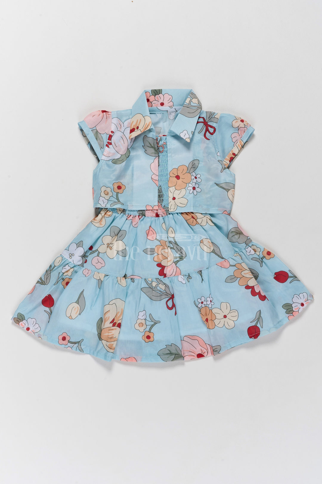 Adorable Girls Cute Frock in Cotton Blend with Floral Patterns and Tiered Design