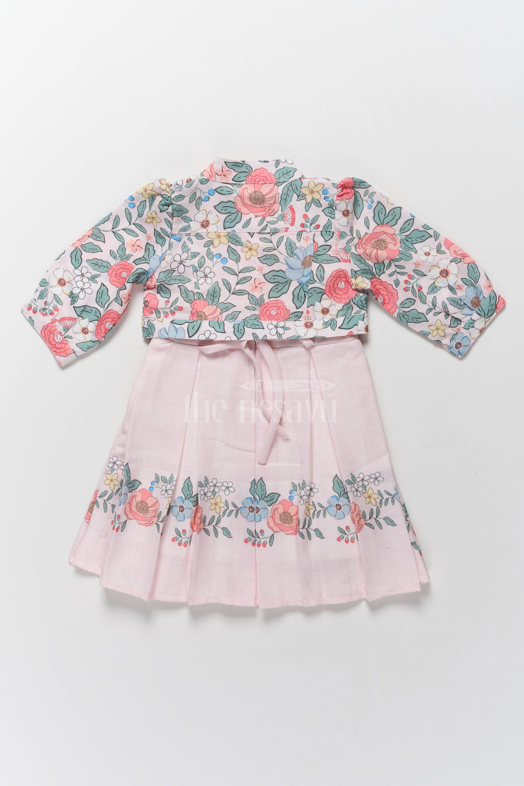 Stylish Two-Piece Girls Dress and Jacket with Floral Embroidery