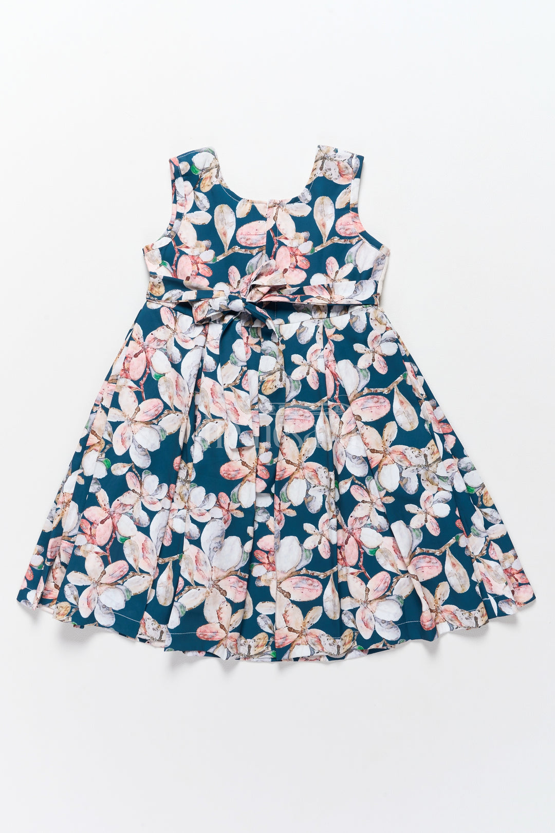 Stylish Girls Party Wear Long Frock with Floral Prints and Asymmetrical Neckline