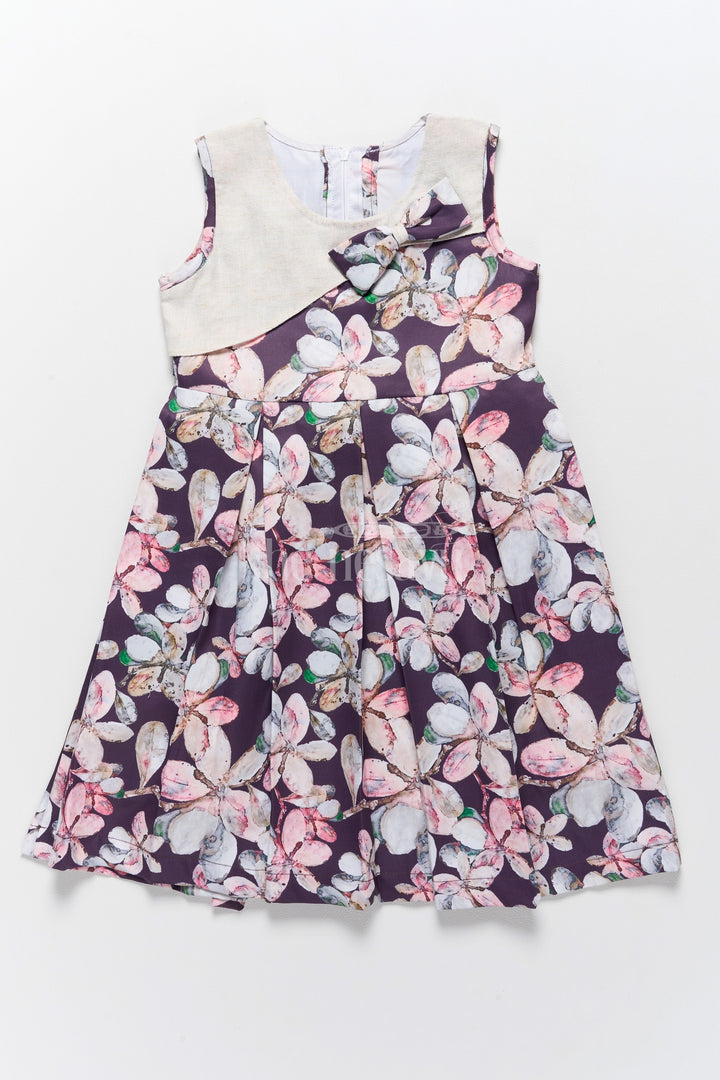 Graceful One-Piece Girls Frock with Bold Floral Design in Georgette Fabric