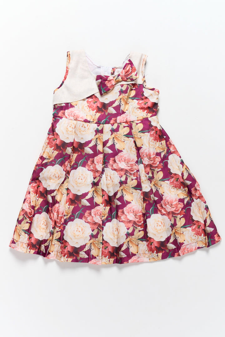 Princess-Inspired Girls Georgette Frock with Floral Motifs and Decorative Bow