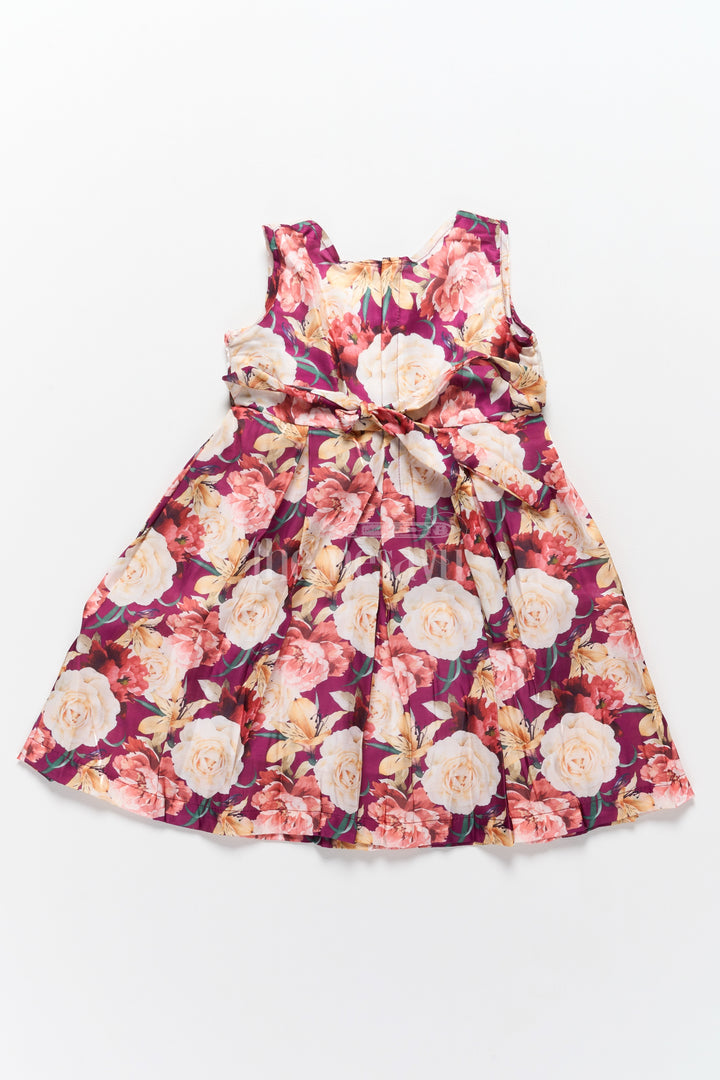 Princess-Inspired Girls Georgette Frock with Floral Motifs and Decorative Bow