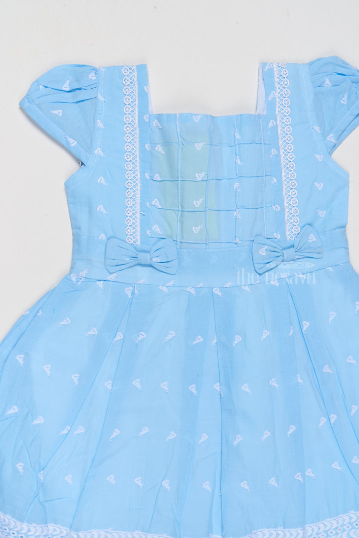 Cotton Short Frock for Girls with Elegant Lace Trim and Pleated Skirt