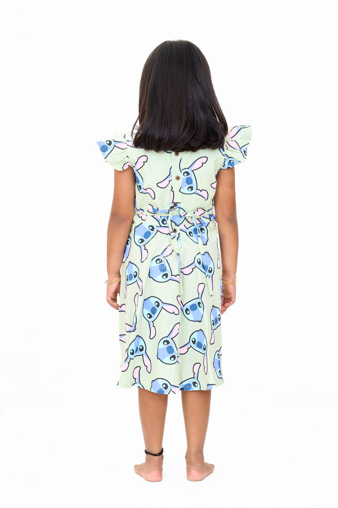 Adorable Girls Pure Cotton Frock with Playful Cartoon Print and Cap Sleeves