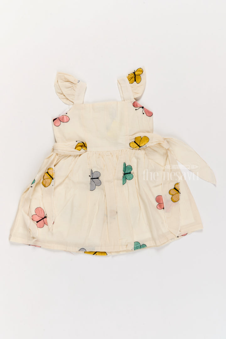 Girls Fancy Frock with Butterfly Embroidery and Ruffled Sleeves