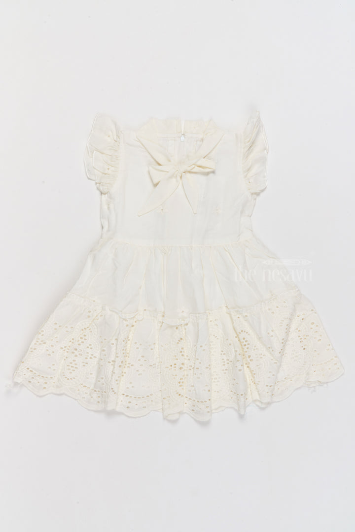 Girls Cinderella Fancy Cotton Dress with Bow and Eyelet Design