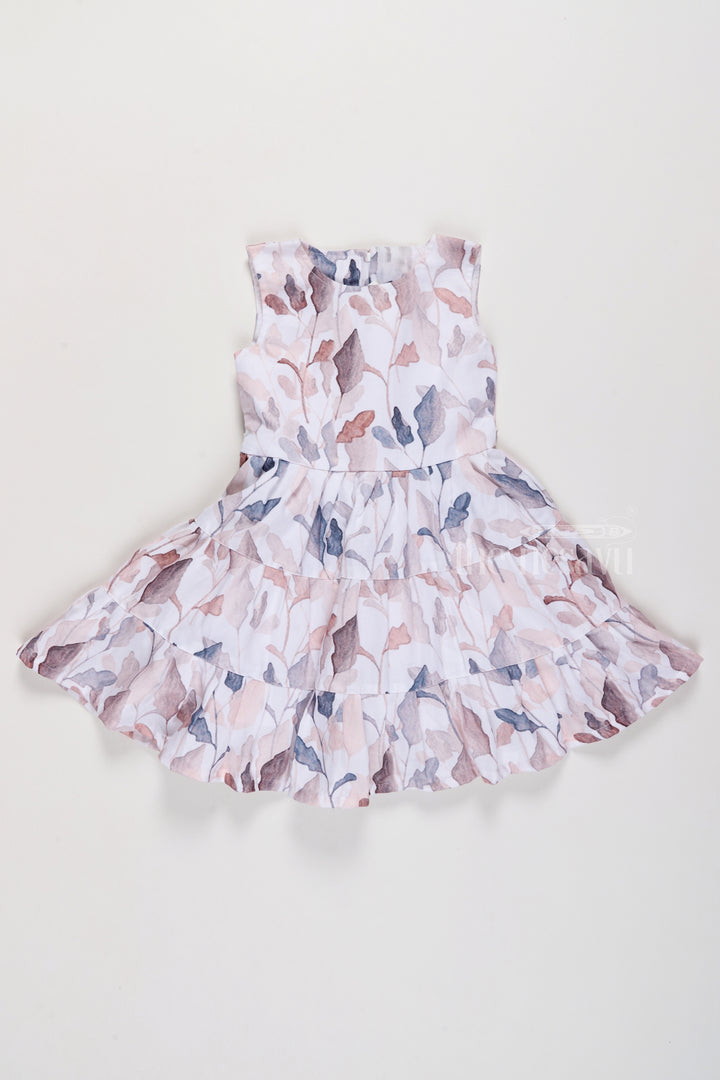 Adorable Georgette Frock One Piece Dress for Girls with Subtle Floral Patterns and Tiered Design