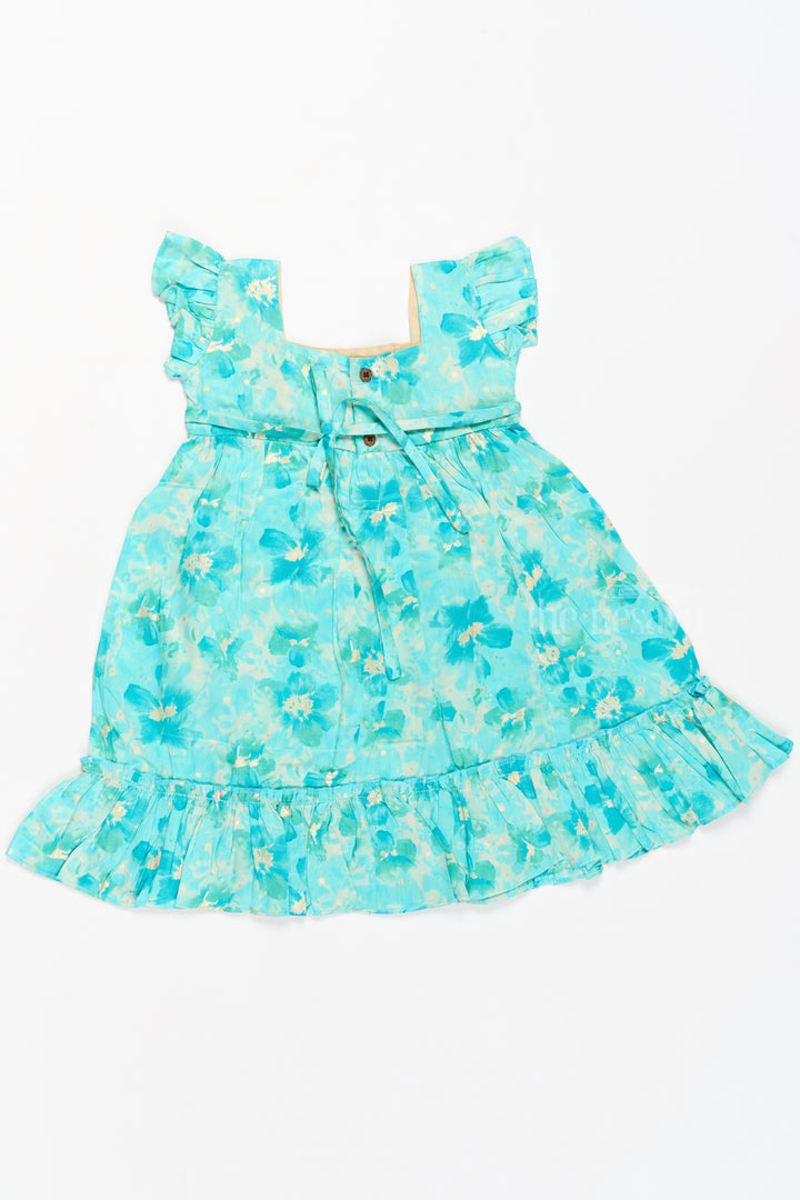 Baby Cotton Hug Clothing with Blue Floral Prints and Ruffled Design