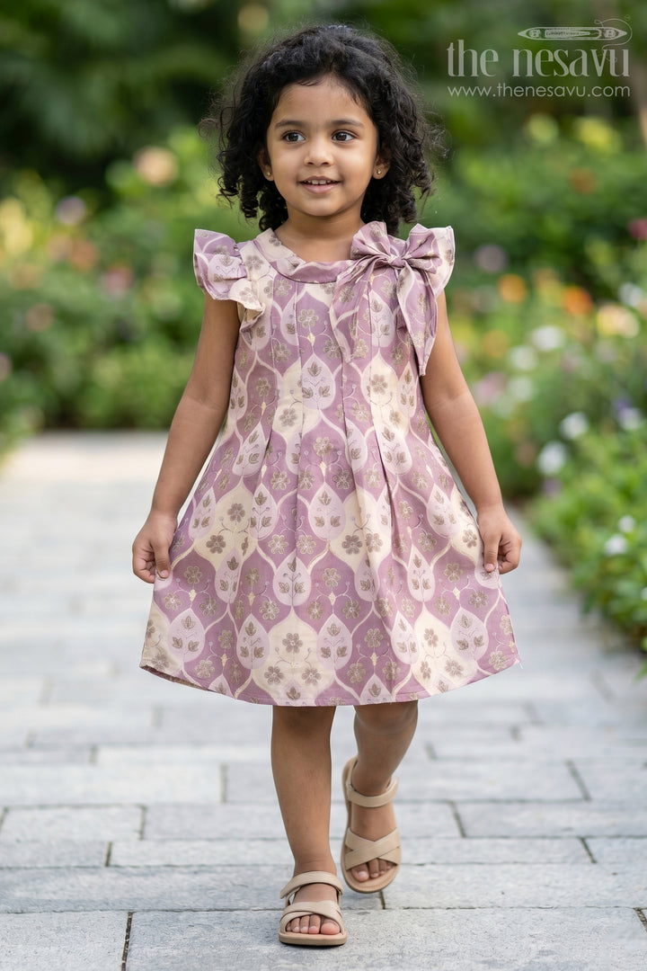 Girls Cotton Blend Casual Dresses in Muslin Silk with Delicate Floral Design