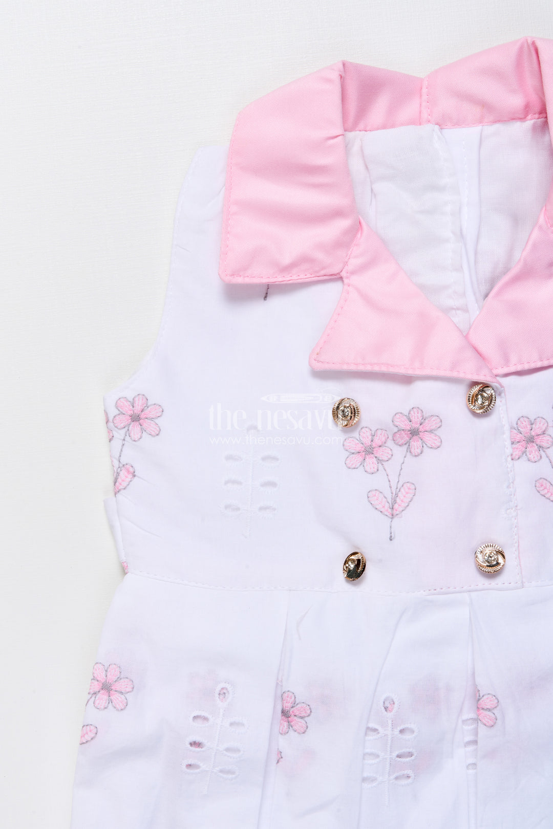 Sleeveless Hakoba Cotton Frock with Soft Embroidery Work
