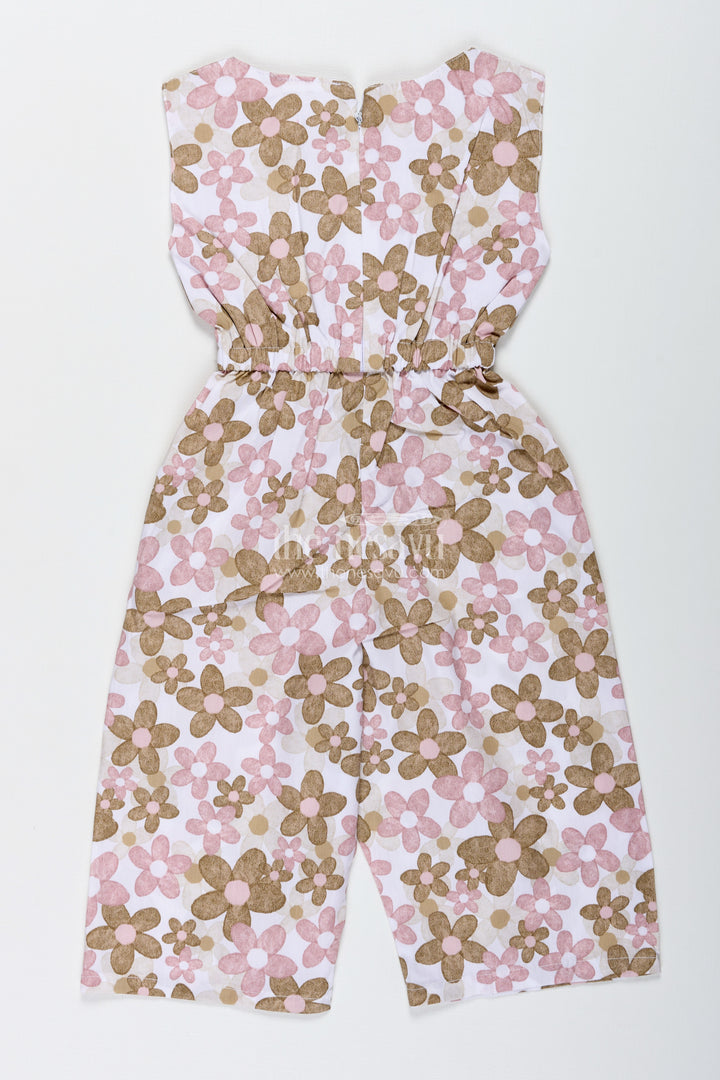 Girls Sleeveless Jumpsuit With Floral Print For Everyday Wear And Travel