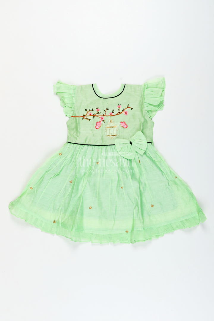 Toddler girl cotton frock with embroidery for poojas and ethnic days