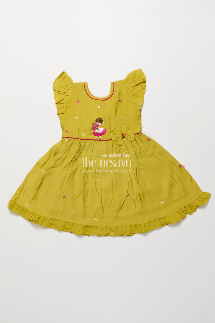 Chanderi Cotton Frock for Girls with Embroidery for Birthday Celebrations