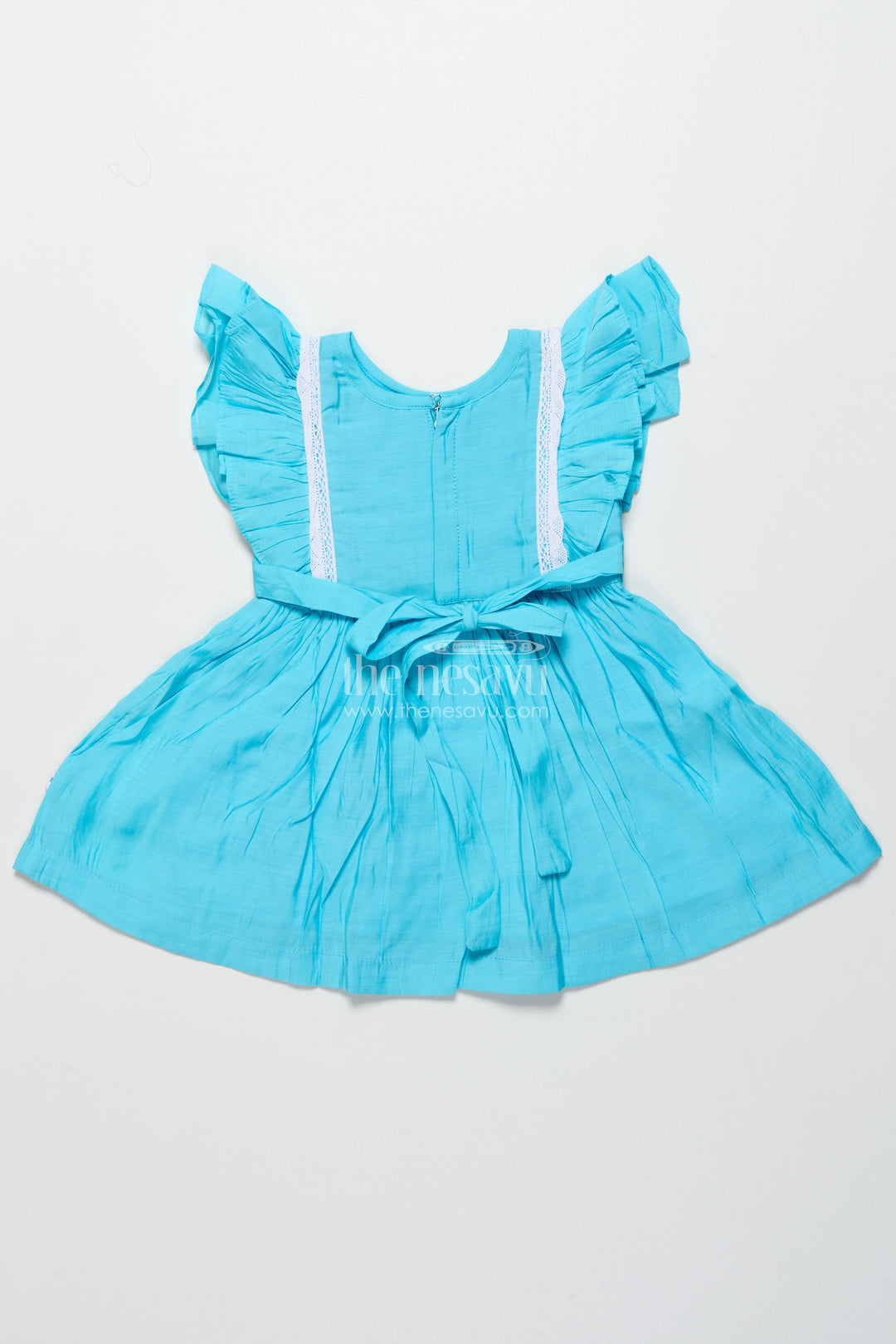 Girls Chanderi Cotton Frock with Deer Embroidery for Birthday Parties