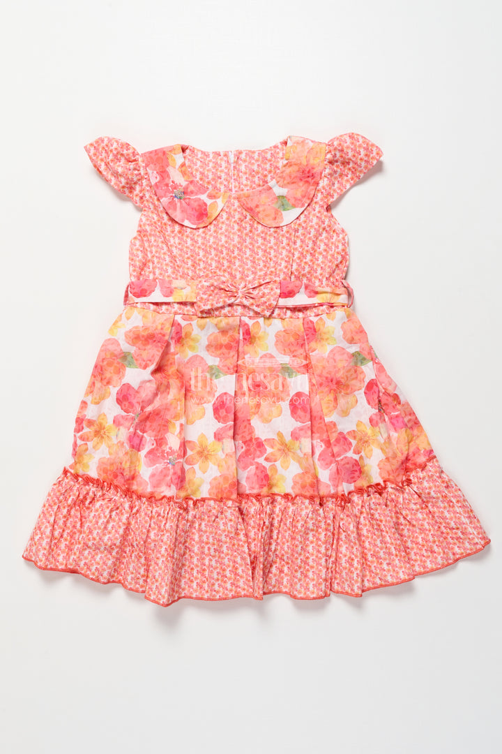 Girls Floral Cotton Frock with Layered Ruffles Ideal for Summer Parties