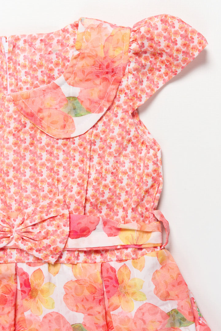 Girls Floral Cotton Frock with Layered Ruffles Ideal for Summer Parties