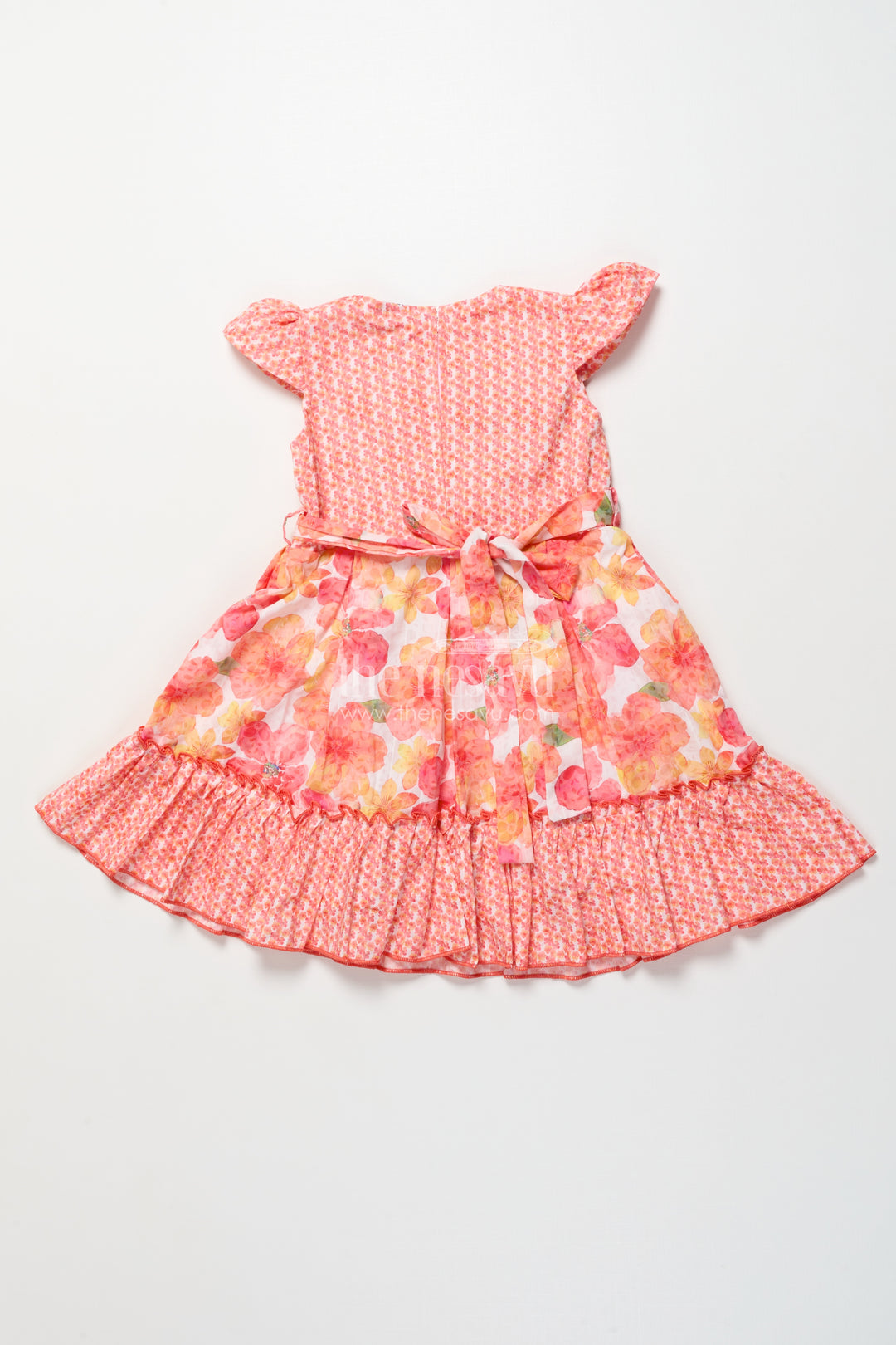 Girls Floral Cotton Frock with Layered Ruffles Ideal for Summer Parties