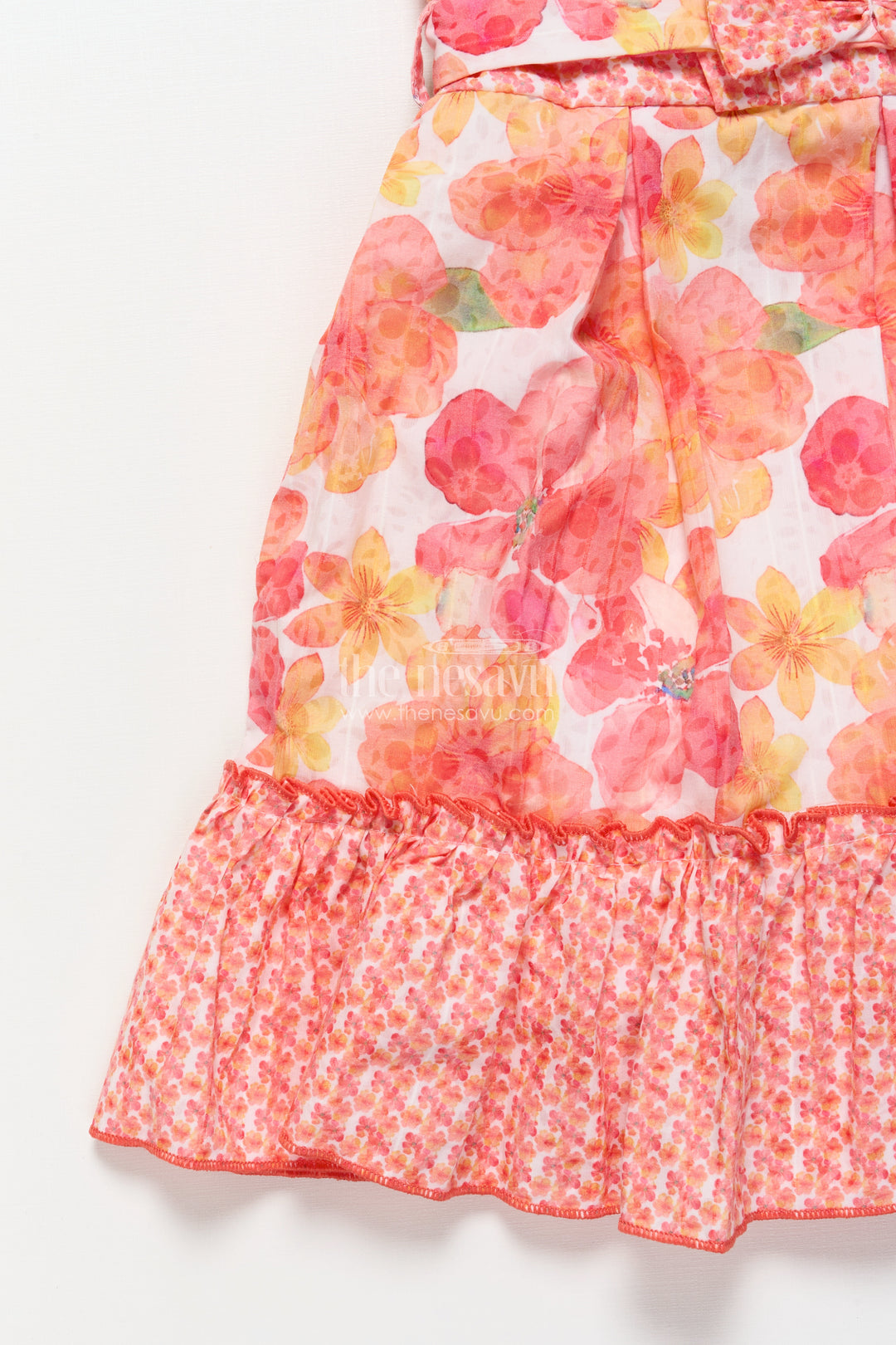 Girls Floral Cotton Frock with Layered Ruffles Ideal for Summer Parties